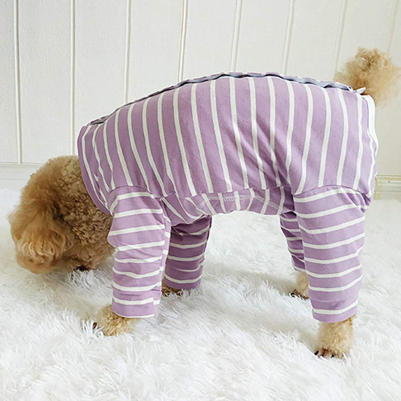 Dog’s Recovery Suit Post Surgery Shirt for Puppy, Full Coverage Dog's Bodysuit Wound Protective Surgical Clothes for Small and Medium Pets (purple white stripe-m) purple white stripe - PawsPlanet Australia