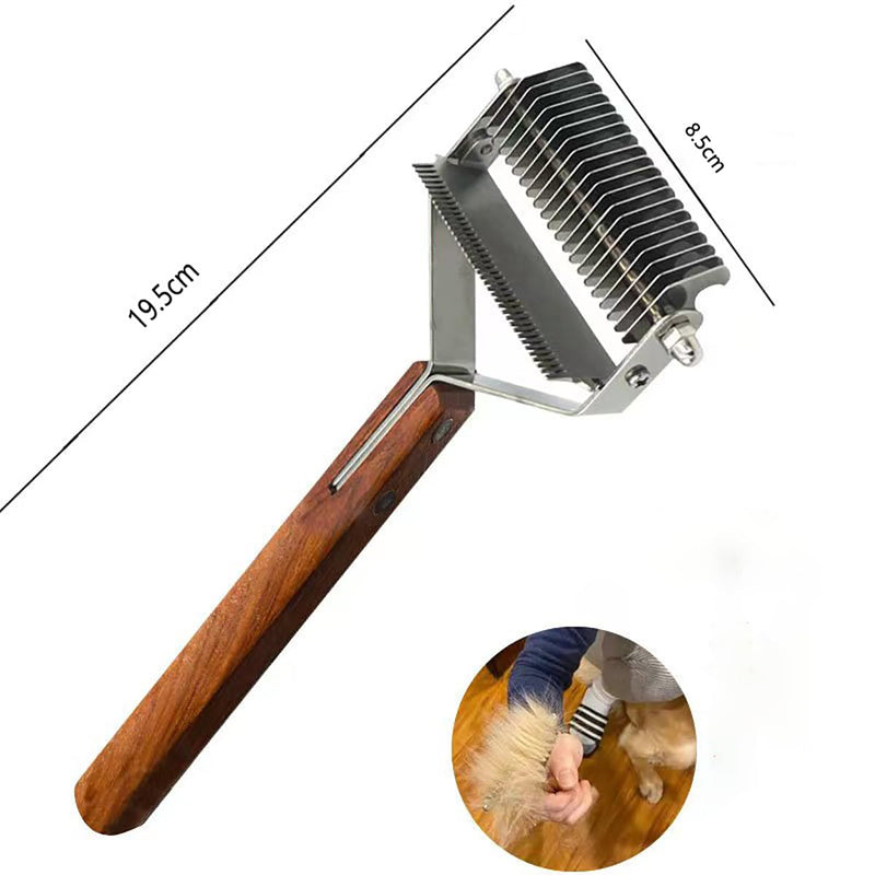 Pet Dematting Comb – 20-Tooth Stainless Steel Grooming Rake for Dogs & Cats, Effective for Medium to Long-Haired Breeds, Tangle & Shedding Control, Anti-Slip Wooden Handle - PawsPlanet Australia
