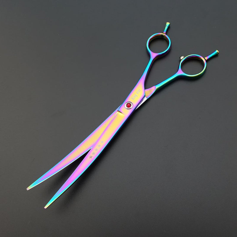 KINGSTAR 8.0in. Professional Pet Grooming Scissors Set,Titatium Plated Straight & Thinning & Curved Scissors Set with Comb,Dog Grooming,A563 8 inches 8 Inches Rainbow 3pcs Set - PawsPlanet Australia