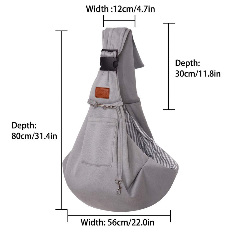 FDJASGY Small Dog Sling Cat Carrier Adjustable Strap Hands Free Reversible Pet Puppy Travel Bag Backpack for Outdoor Travel Grey - PawsPlanet Australia