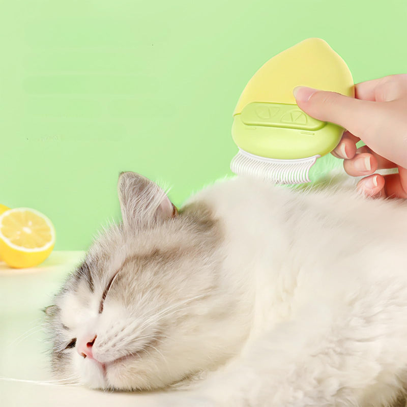 Cat Brush for Shedding – Dual-Function Cat Comb & Small Dog Brush, Furminator for Cats, Fresh Design for Grooming (Yellow) Yellow