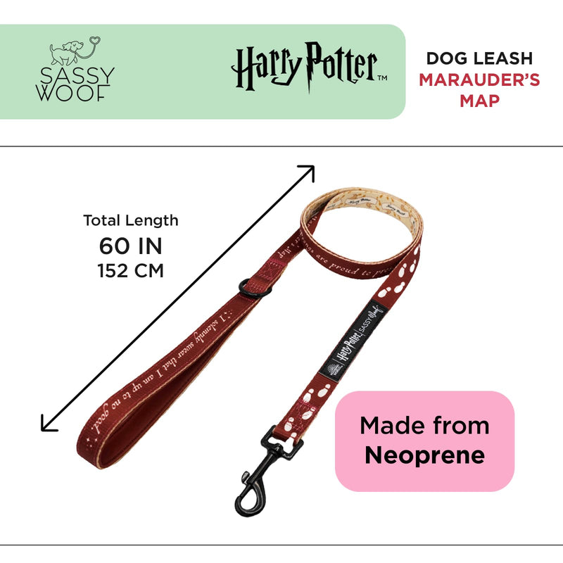 Sassy Woof Harry Potter™ Marauder's Map Dog Leash 60-Inch with Neoprene Padded Handle - Comfortable, Durable, and Stylish for Small to Large Dogs - Officially Licensed - PawsPlanet Australia