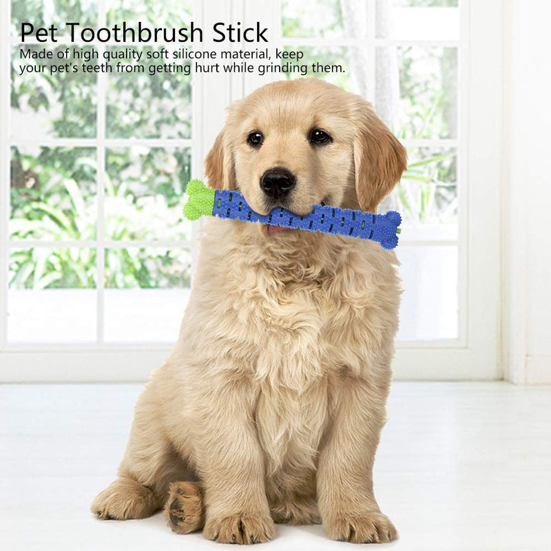 YOUTHINK Doggy Toothbrush Chew Toy, Silicone Dog Teeth Grinding Stick Bone Stick Teeth Cleaning for Small Medium Large Dogs (Blue Green)