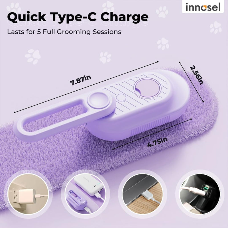 Cat Steam Brush for Shedding, 4-in-1 Rechargeable Pet Grooming Brush for Cats & Dogs, Anti-Static, Massage, Cleaning & Combing with Gentle Steam, Removes Loose Hair & Tangles (Purple) Purple