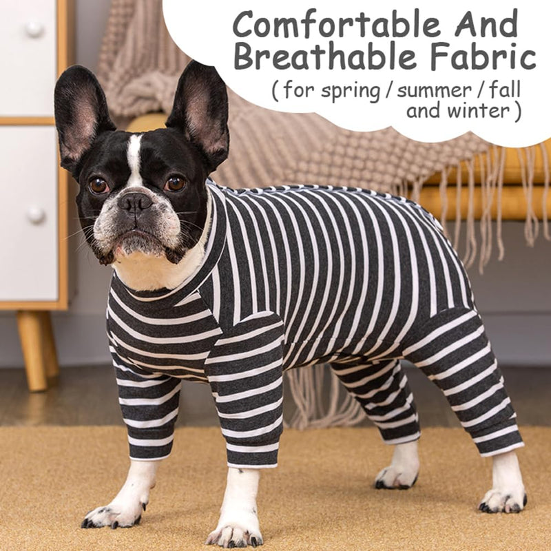 Dog Surgery Recovery Suit for Female Male Puppy,Dog Bodysuit Long Sleeve Prevent Shedding and Licking Wound,Dog Pajamas,E-Collar Cone Alternative(Black White Stripe-m) m black - PawsPlanet Australia