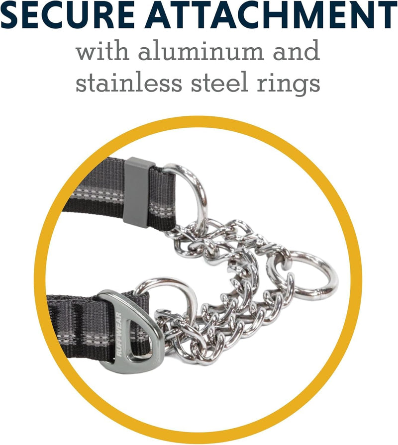 Ruffwear, Chain Reaction Dog Collar, Adjustable Reflective Martingale Escape-Proof Collar with Stainless Steel Chain, Professional Training Control, Basalt Gray, 20"-26" 20"-26" - PawsPlanet Australia