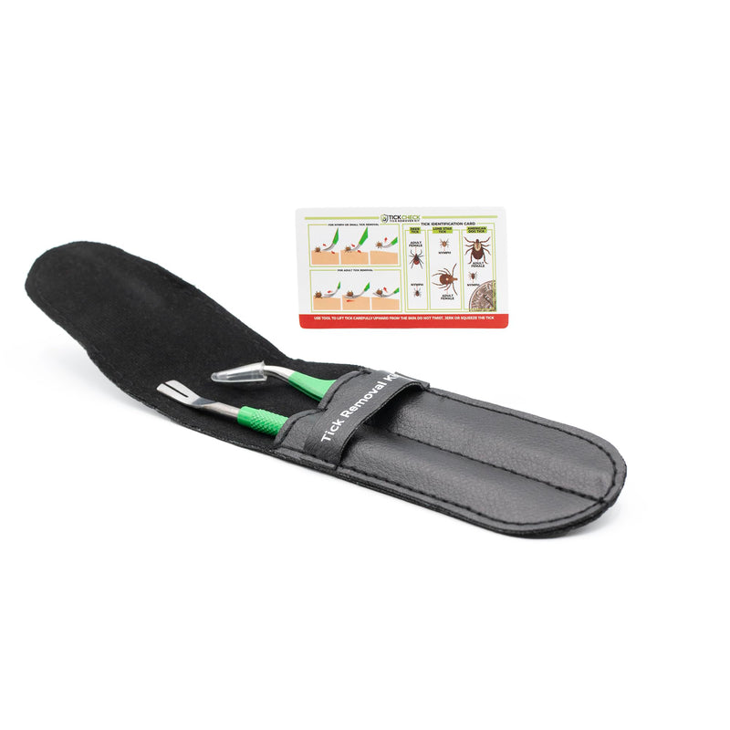 Premium Tick Remover Kit - Stainless Steel Tick Remover + Tweezers, Leather Case, and Free Pocket Tick Identification Card (1) 1 - PawsPlanet Australia