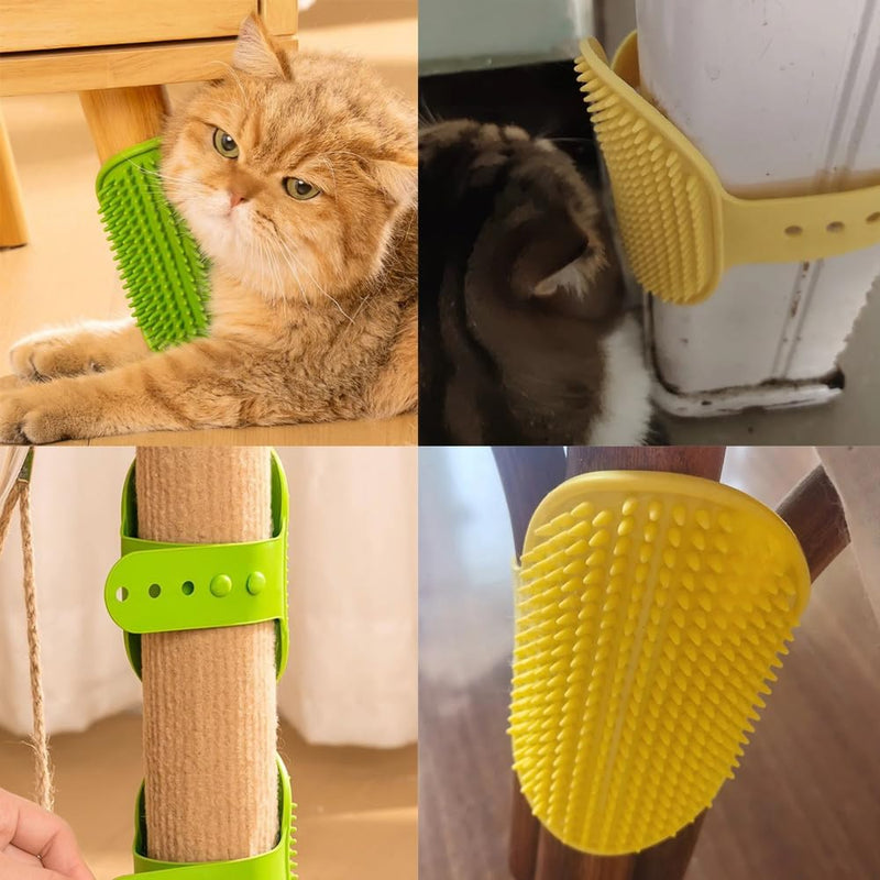 3 Pack Cat Self Groomer Scratcher Rubber Wrap Pad Grooming Brush Massage Comb with Adjustable Strap Scratching Post Cover Protector for Cats Tree Furniture Sofa Chair Legs - PawsPlanet Australia