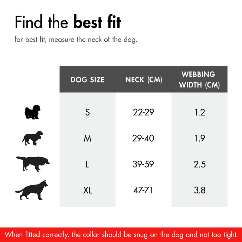 EzyDog Double Up Dog Collar - Reflective Dog Collar Medium with ID Tag D-Ring, For Small, Medium & Large Dogs - Supreme Comfort with Soft & Strong Nylon Webbing - Black Medium (29cm - 40cm)