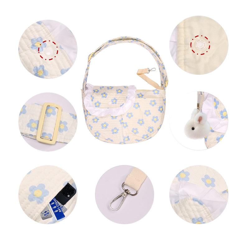 Floral Print Pet Carrier Bag for Small Dogs and Cats, Hands-Free Design Pet Bags(Blue Floral, Small) Blue floral - PawsPlanet Australia