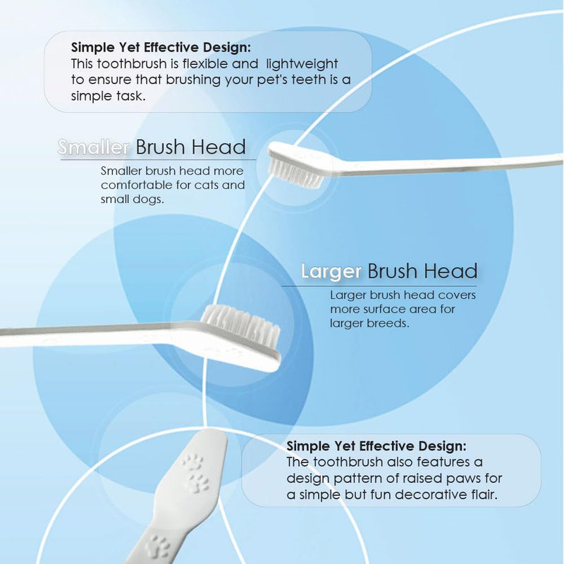 Dual Ended Toothbrush- Ergonomic Angled Design, Long Flexible Neck, Lightweight, Comfortable, Helps Control Tartar, Plaque & Bad Breath for Dogs and Cats. - PawsPlanet Australia