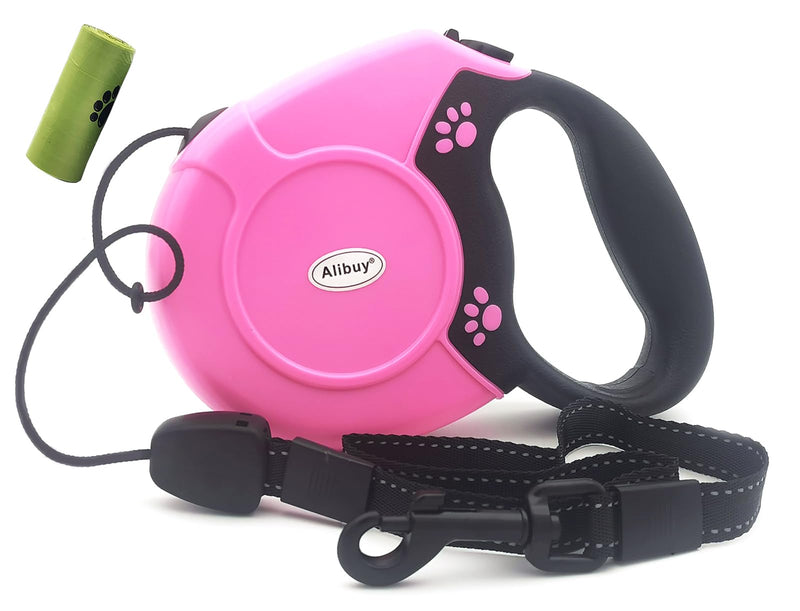 Retractable Dog Leash 26ft,360° Tangle-Free Long Cord Pets Puppy Walking Leashes,Non-Slip Handle for Small Medium Large Dogs,Up to 110 lbs (Pink) Pink