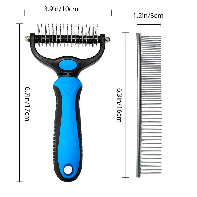 Shudyear Dog Grooming Brush and Metal Comb, Pet Grooming Brush, Cat Brush Deshedder Brush Dogs Shedding Tool for Long matted Haired Pets With steel comb - PawsPlanet Australia