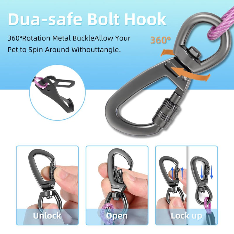 MiaoChuai 3-in-1 Dog Car Seat Belt Harness | Chew-Proof Steel Cable Leash with Heavy-Duty Buckle & Clip | Car Safety Restraint for Small, Medium, Large Dogs (Purple, 32 inch/80 CM) Purple - PawsPlanet Australia
