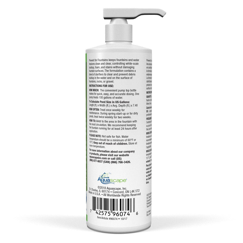 Aquascape Prevent Water Treatment for Fountains, Waterfalls, Rock and Gravel, Prevent White-Scale Buildup, Stains, Foam and Other Unsightly Water Conditions | 4 (16-Ounces) 16-ounces