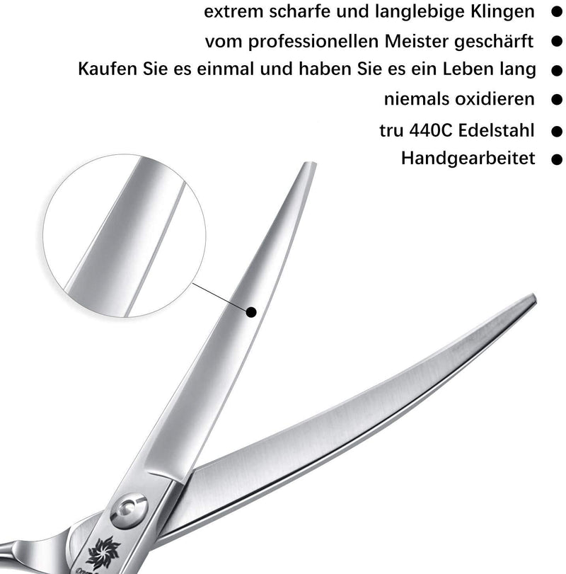 Grooming Pet Scissors, 6.5 Inch Curved, Cat & Small Dog Shears, Professional Groomer's Design (6.5 Inch - Black) Black-6.5indown - PawsPlanet Australia
