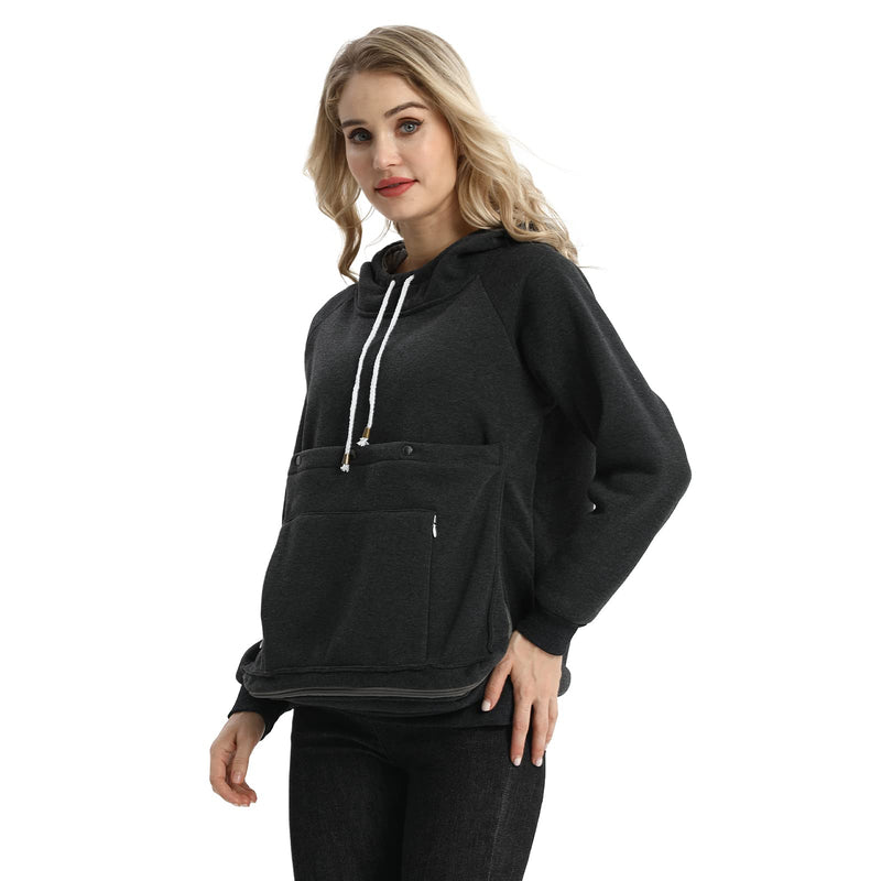 ALYC Cat Dog Carrier Hoodie Big Pet Pouch Sweatshirt Puppy Kitten Holder Carrier Pullover Top Kangaroo Unisex Hoodies X-Large Dark Grey - PawsPlanet Australia