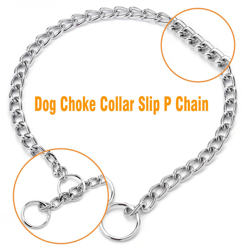 Metal Chain Dog Collar, Slip Link Heavy Duty Dog Collar Training Puppy Collars for XXS XS Small Medium Large Dogs, Silver XS XS(Max 12inch)D2.0mm - PawsPlanet Australia