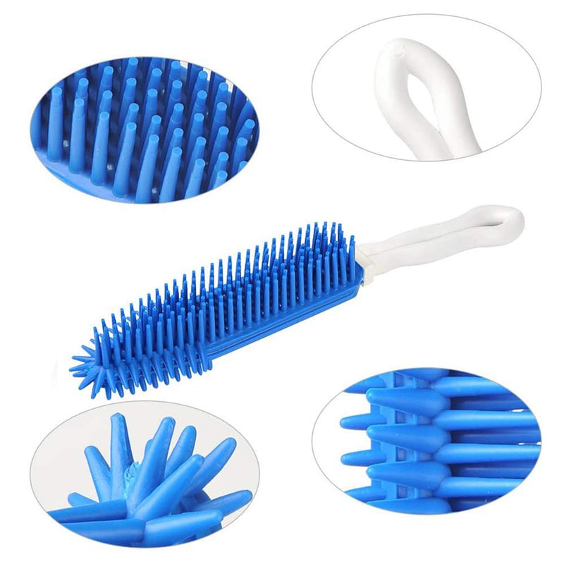 2 Pack Pet Hair Remover Rubber Portable Fluff Cleaner for Carpet Clothes Furniture Sofa Leather Car Seat Also Used as Dog Cat Bath Brush with Massage Effect (Green + Blue) - PawsPlanet Australia