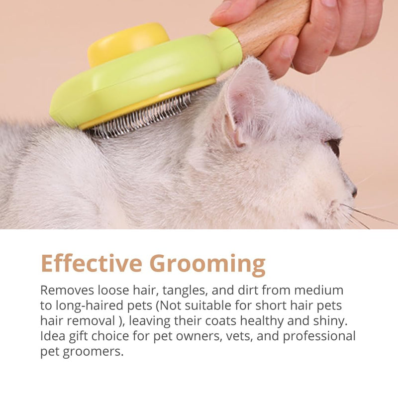 Cat Brush Dog Brush with Release Button for Shedding(khaki gray color) - PawsPlanet Australia