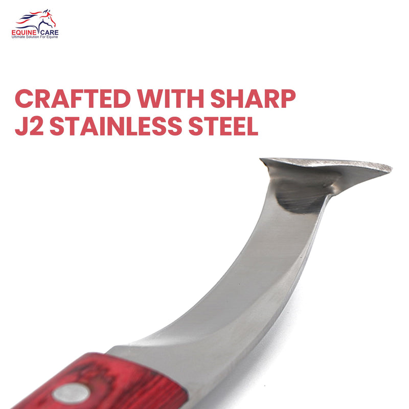 Hoof Knife - J2 Japanese Steel Blade with Hoof Pick, Brass Topper Sheet Handle - Farrier Tool for Horse & Cow Hoof Care, Shoeing, Trimming, and Supplies. (Right-Handed) Right-Handed - PawsPlanet Australia