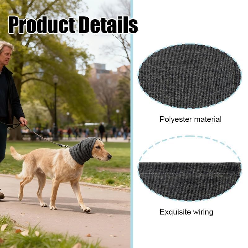 Ear Muffs Dog Noise Protection Cuffie Per Cani Anti-Noise Ear Protection Dog Calming Aid Ear Protection Dog Scarf for Dogs Stay Warm, Grey, L