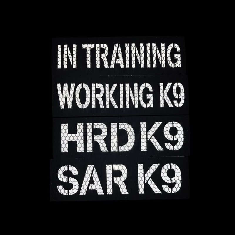 2PC Reflective Patches HRD K9 Dog Vest Patches Removable Patches with Hook Backing for Animal Vest Harnesses, Collars, Leashes (Black and White) (Color-Reflective) - PawsPlanet Australia