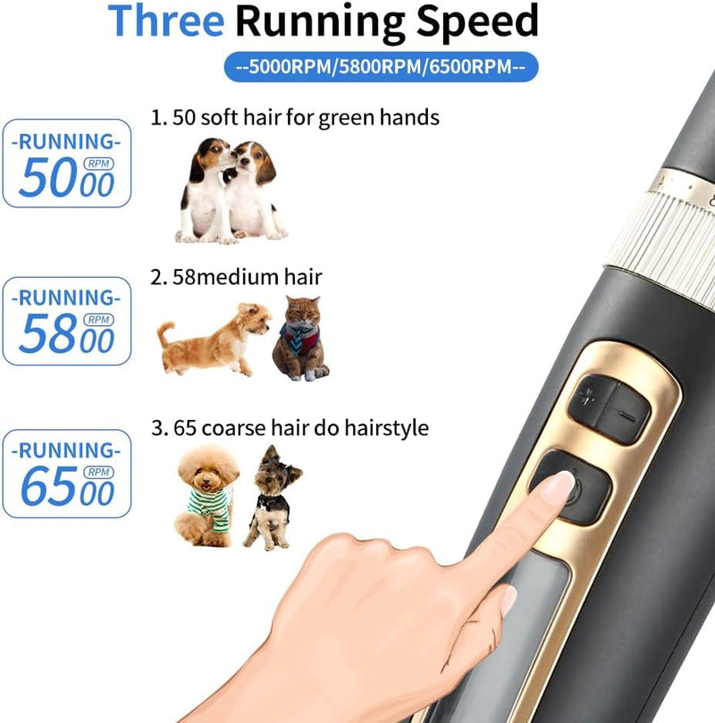 Gimars 2 in 1 Ceramic Blade Dog Grooming Clippers with Small Trimmer, 3-Speed High Power Quiet Rechargeable Dog Shaver Hair Clippers Kit with Comb & Scissors USB Cordless Electric for Dog, Cat, Pet 2 in 1 - Ceramic Blade - PawsPlanet Australia