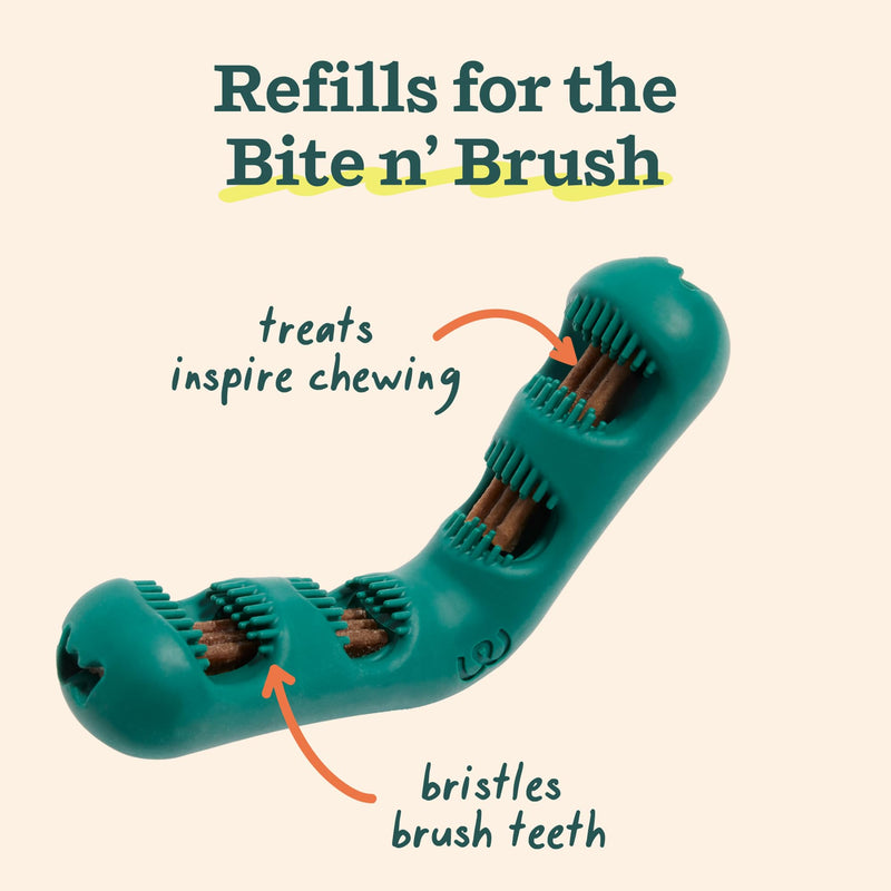 WOOF - Bite n' Brush Refills Treats for the Dog Toothbrush Toy - Scrub Plaque and Tartar from Your Dog's Teeth and Mouth - Dog Dental Sticks - 36 Refills - Chicken - 2 Pack 2 Pack Chicken - PawsPlanet Australia