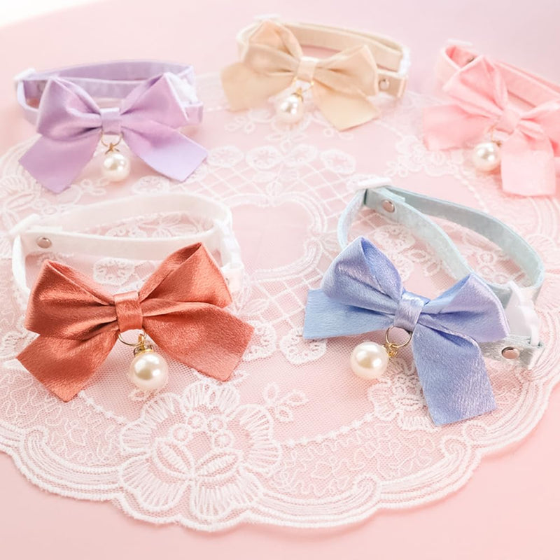 ETOPARS Bow Necklace Tie Collar for Cats, Cat Collar with Bow for Female Cats Pink Bows & Accessories Breakaway Safety Cat Bowtie Collar S White