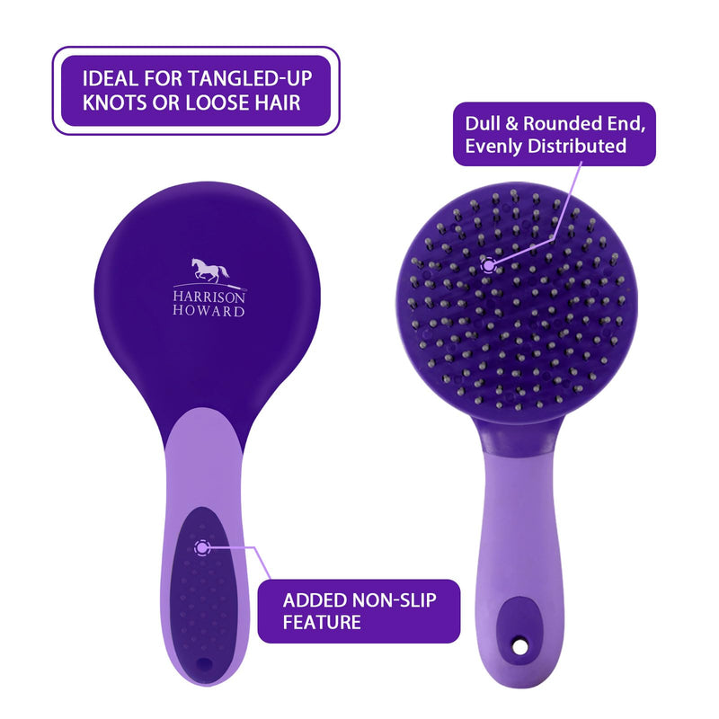 Harrison Howard Horse Mane and Tail Brush - Professional Grooming Brush, Equestrian Detangler, Non-Slip, Purple - PawsPlanet Australia