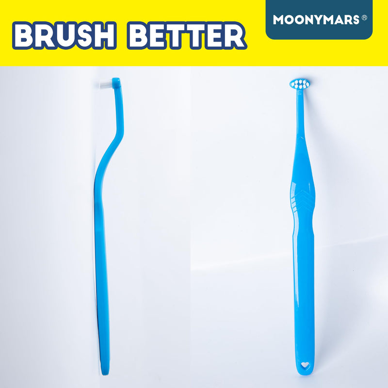 Small Dog Toothbrush, Cat & Puppy Tooth Brushing Kit, Mini Head Teeth Brush for Kitten & Tiny Pet, Doggy Toothbrushes Deep Dental Cleaning, 2 PCS - Blue 1 Count (Pack of 2)