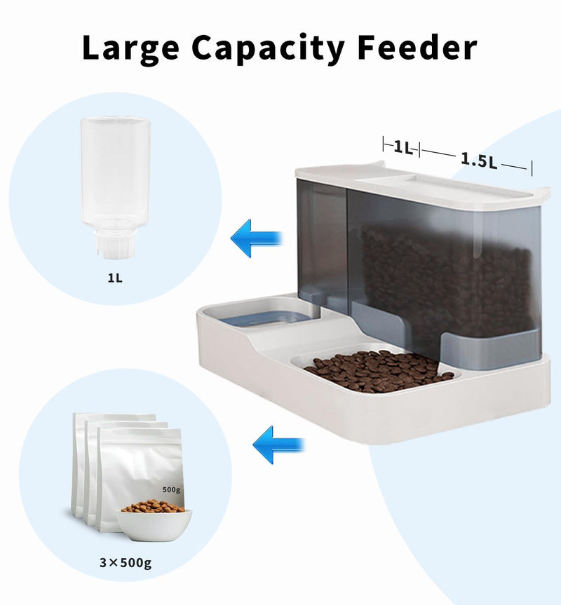 FAMILY'S BACKYARD Cat Bowls for Indoor,Automatic Cat Feeder,Dog Food Dispenser,Fully Enclosed Water Storage and Grain Storage Dual Function Pet Food Bowl,Size 30 * 25 * 22CM - PawsPlanet Australia