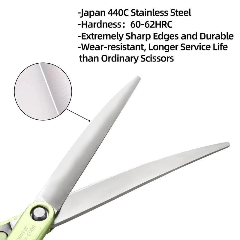 6.5" Curved Grooming Scissors for Dogs 440C Stainless Steel Professional Dog Grooming Scissors with Ultra-Light Aeronautical Aluminum Handle (Green-Curved) Green - PawsPlanet Australia