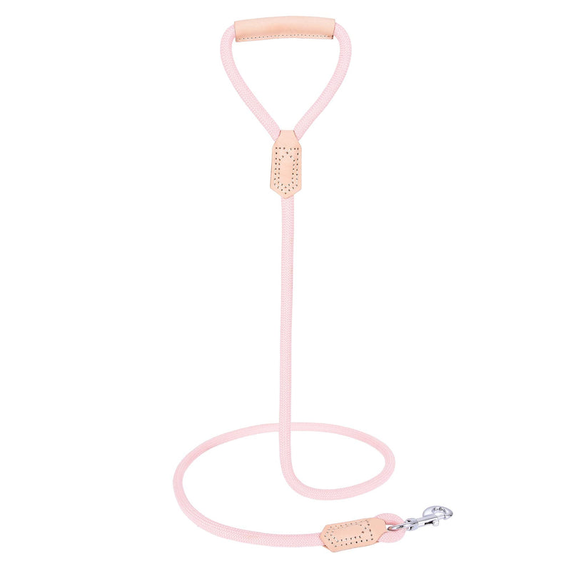 Mile High Life | Premium Leather Dog Leash | Strong Rope Leash | Leather Handle | Zinc Alloy Strong Clasp | Small Medium Large Dogs | 4/5/6 Feet(Pink, 48 Inch (Pack of 1)) 48 Inch-1/2" Leather handle-Pink - PawsPlanet Australia