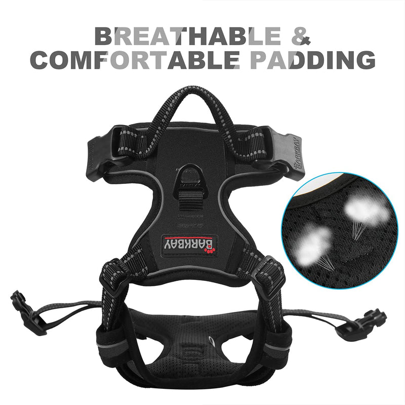 BARKBAY No Pull Dog Harness Front Clip Heavy Duty Reflective Easy Control Handle for Large Dog Walking(Black,XL) X-Large(Chest:30-38”) Black