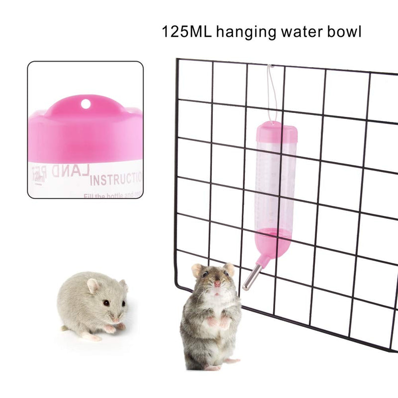 Guardians Hamster Water Bottle, Little Pet Automatic Drinking Bottle with Food Container Base Hut Hanging Water Feeding Bottles Auto Dispenser for Small Animals(125ml,Pink) 125ml Pink - PawsPlanet Australia