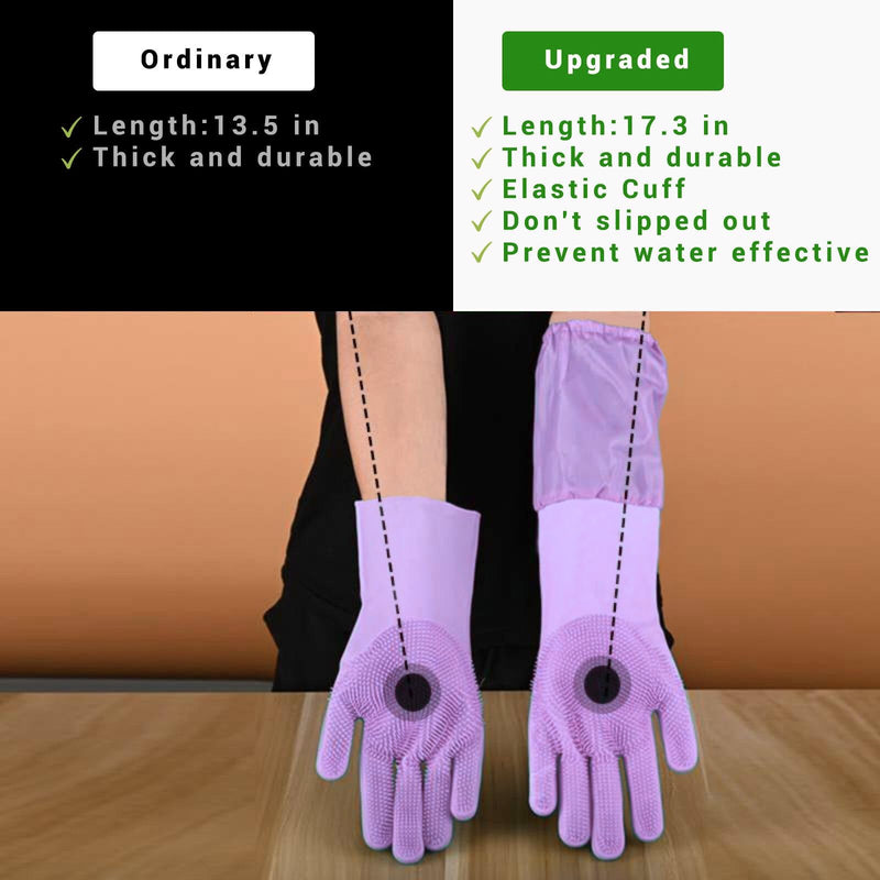 Dog Washing Gloves, Pet Grooming Gloves with Soft Brushes, Bathing and Massaging for Dogs and Cats, Silicone Heat Resistant Cleaning Gloves with High-Density Teeth (Purple) Purple - PawsPlanet Australia