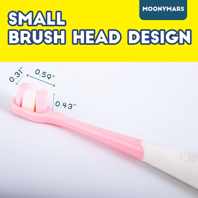 Small Dog Toothbrush, Puppy & Cat Tooth Brushing Kit, Ultra Soft Head Teeth Brush for Kitten & Tiny to Medium Pet, Doggy Toothbrushes Deep Dental Clean, 2 PCS, Pink Blue 1 Count (Pack of 2)