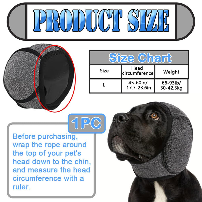 Dog Ear Warmer & Protector for Winter, Thermal Snood with Adjustable Fit for Cold Weather, Anxiety Relief & Noise Reduction, Thermal Protection for Cold Weather,Water-Resistant（Gray, L,1 Pc） Gray，L,1 Pc