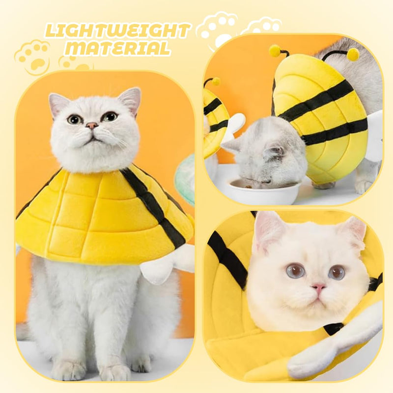 1 Soft Elizabethan Collar for Cats, Adjustable Cotton Surgical Collar for Cats and Dogs, Wound Protection After Surgery Injuries, Size M, Yellow