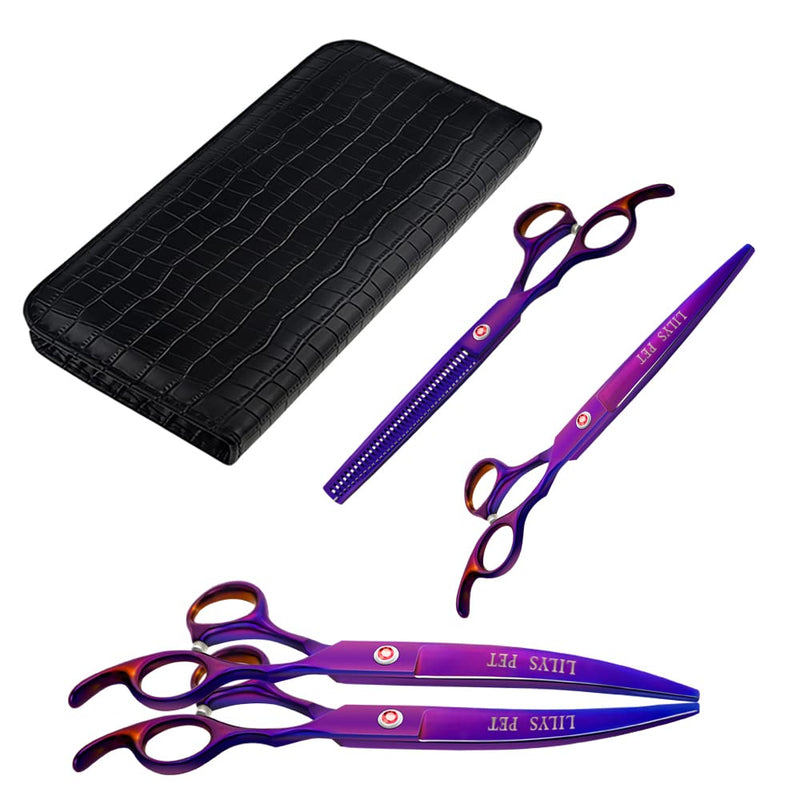 LILYS PET Professional PET DOG Grooming Coated Titanium scissors suit Cutting&Curved&Thinning shears (7.5 inches, Purple)… 7.5 inches - PawsPlanet Australia