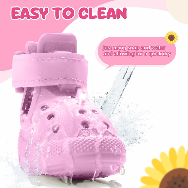 Nasjac Dog Shoes for Hot Pavement - Breathable Dog Sandals with Non Slip Soles & Reflective Straps, Easy ON & Off, Easy-Clean Summer Outdoor Pet Boots for Small Medium Large Dogs, Pink, 7 #7 (Width 2.36 in) for 38-58 lbs - PawsPlanet Australia