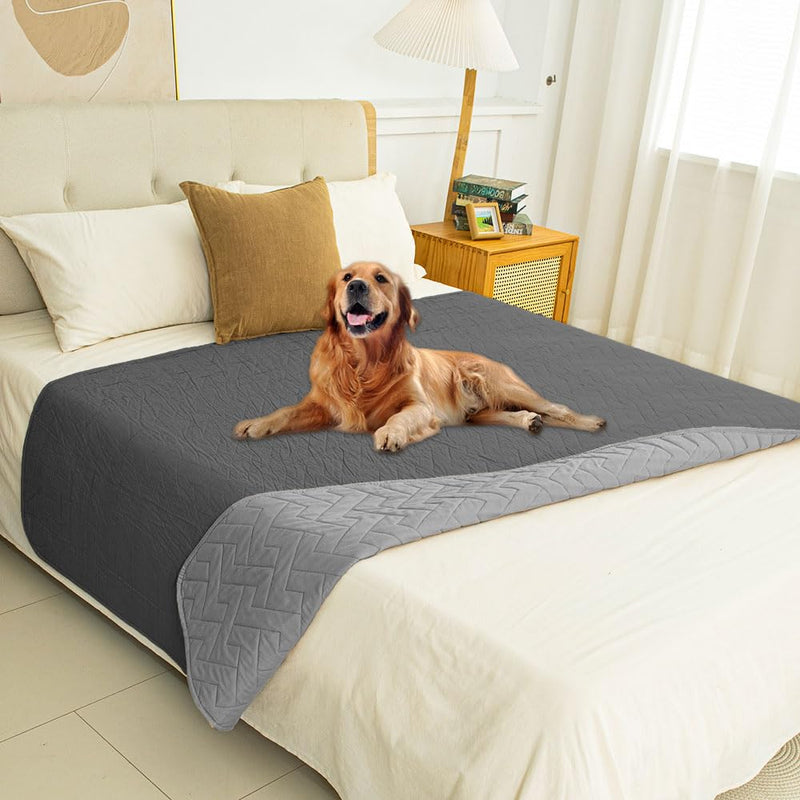 Ameritex 100% Waterproof Dog Bed Blankets Double Sided Dog Couch Cover Knurling Pattern pet Bed Cover Reversible Furniture Couch Sofa Car for Puppy Kids 40x50 Inch(Pack of 1) Darkgrey/Lightgrey - PawsPlanet Australia