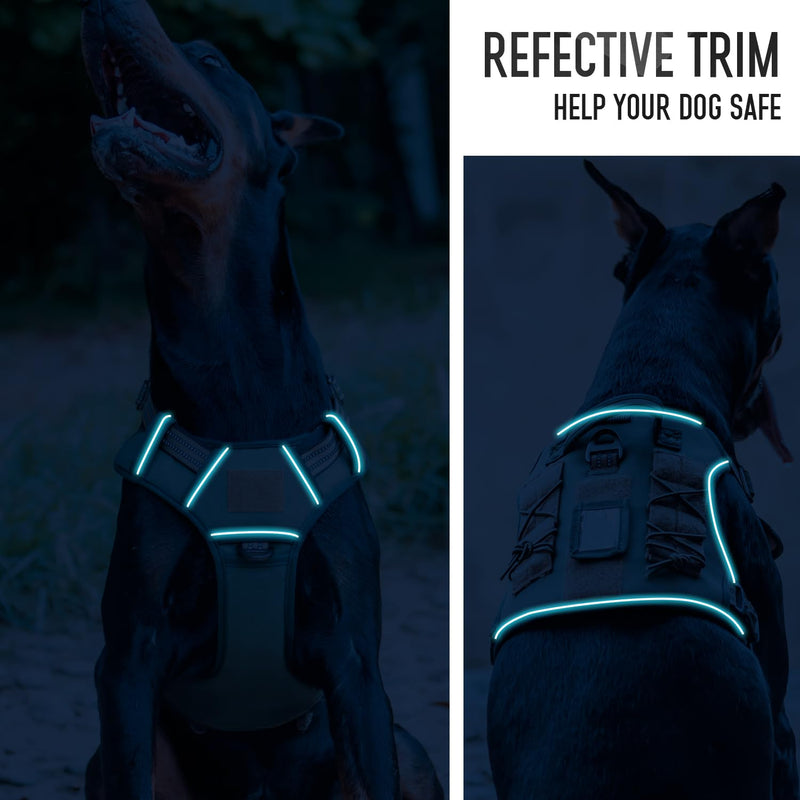 Tactical Dog Harness with Leash for Medium Large Dogs, Dog Car Leash Seat Belt with 5.5Ft No Pull Shock Absorbing, Leash Set with ID Card (Green, M) Green - Set - PawsPlanet Australia