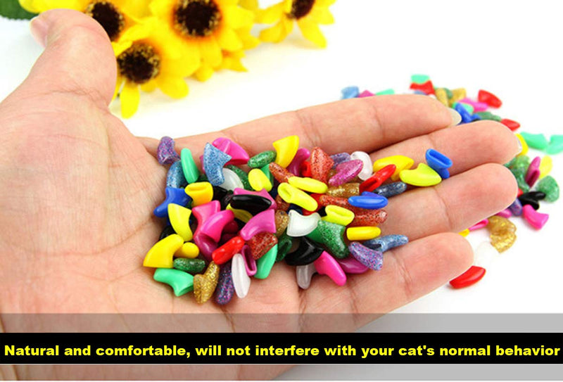 VICTHY 140pcs (14 Colors) Cat Nail Caps, Cat Claw Covers Cat Nail Covers with Adhesives and Applicators (Medium) Medium - PawsPlanet Australia