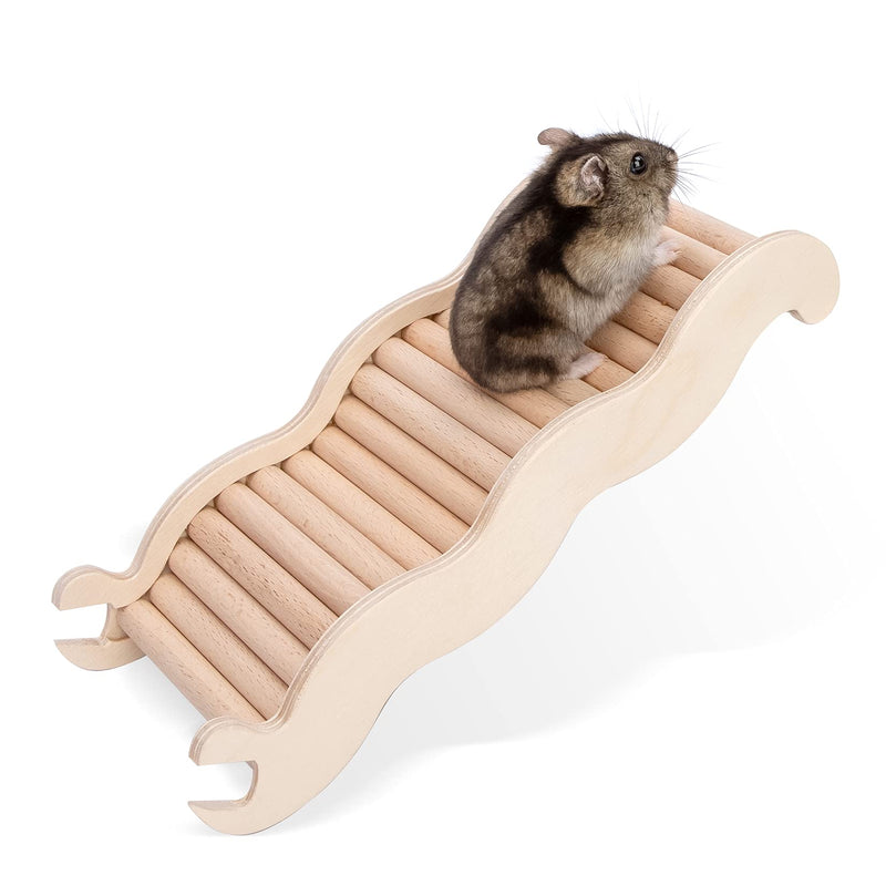 Niteangel Hamster Climbing Toy Wooden Ladder Bridge for Hamsters Gerbils Mice and Small Animals (Medium - 8.26'' L)