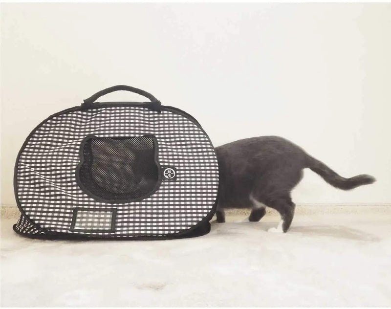 Necoichi Stress-Free Cat Travel Carrier Collapsible Gray White for 2 Cats, for Indoor Cats Small Medium Large Cats(Black) - PawsPlanet Australia