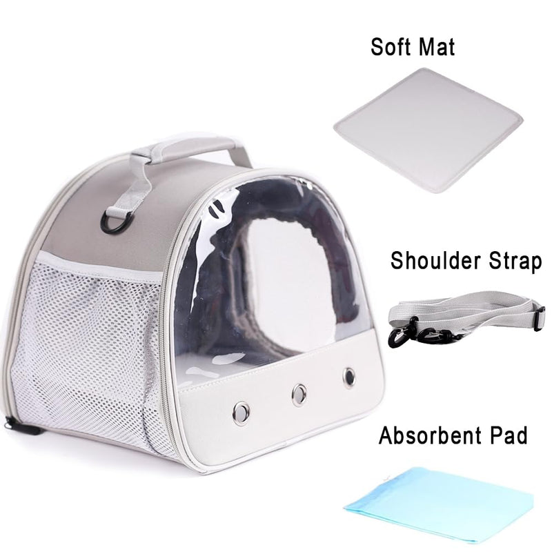 Pet Travel Carrier with Absorbent Pad Set, Pee Pad with Leak-Proof Quick-Dry Design for Bearded Dragon,Portable Guinea Pig Bag for Sugar Glider,Hedgehog,Rat,Bunny,Rat,Outdoor Used Grey TPU Carrier+NP