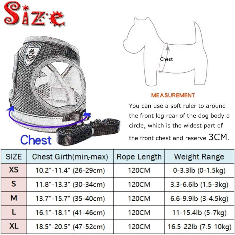 FEimaX Dog Harness and Leash Set, No Pull Soft Mesh Pet Harness for Walking Escape Proof Small Cat Step-in Adjustable Vest with Reflective Strip Fit Puppy Kitten Rabbit Pink XS - PawsPlanet Australia
